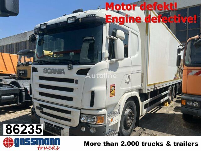 камион фургон Scania G420 6x2, Liftachse, Hiab LBW, Motor defekt!